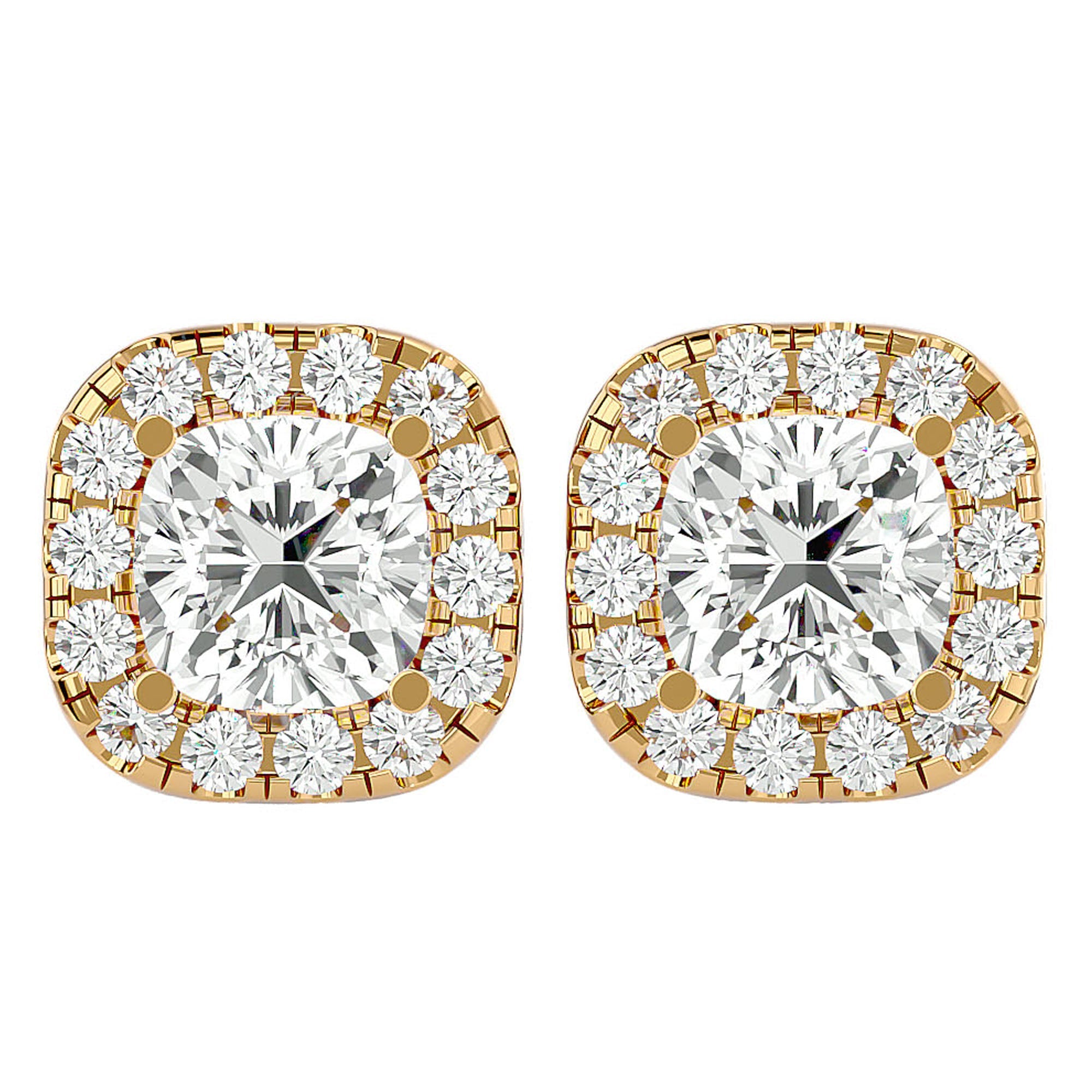 Cercei Stud din Aur 14k Cu Diamante Create în Laborator de 2.06 ct din 14k Aur Galben - Castelo.ro