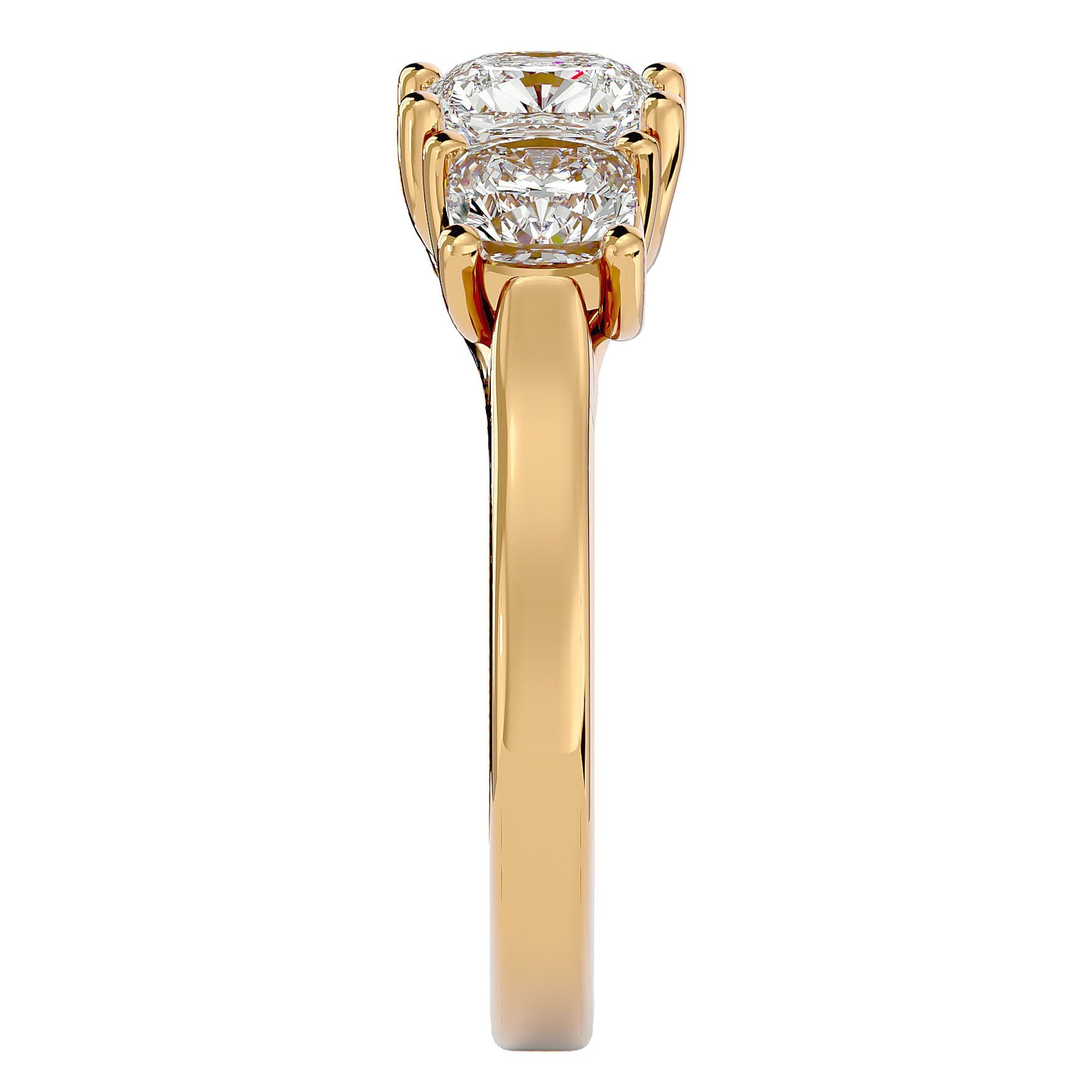 Inel de Logodnă Contessina din Aur 14k cu Trei Diamante Create în Laborator de 2.47 ct din 14k Aur Galben - Castelo.ro