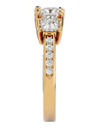 Inel de Logodnă din Aur 14k Trei Diamante Create în Laborator Pavè de 2.20 ct din 14k Aur Galben - Castelo.ro