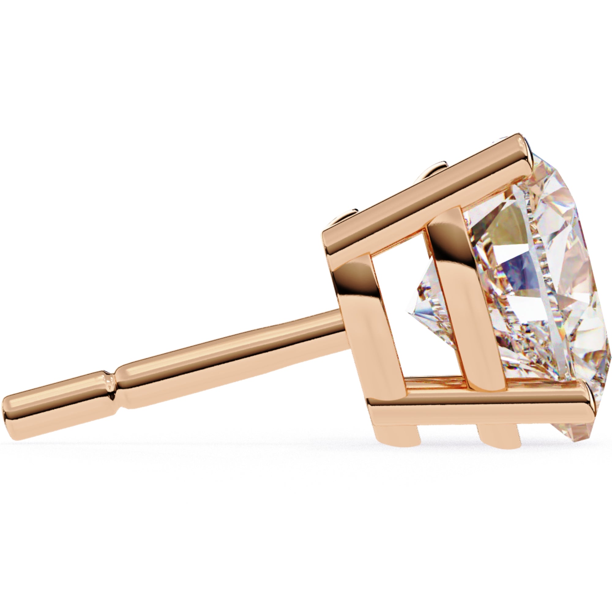 Cercei Stud Inima din Aur 14k cu Moissanite Tăietură Heart de 2.4 ct din 14K Aur Roz - Castelo.ro