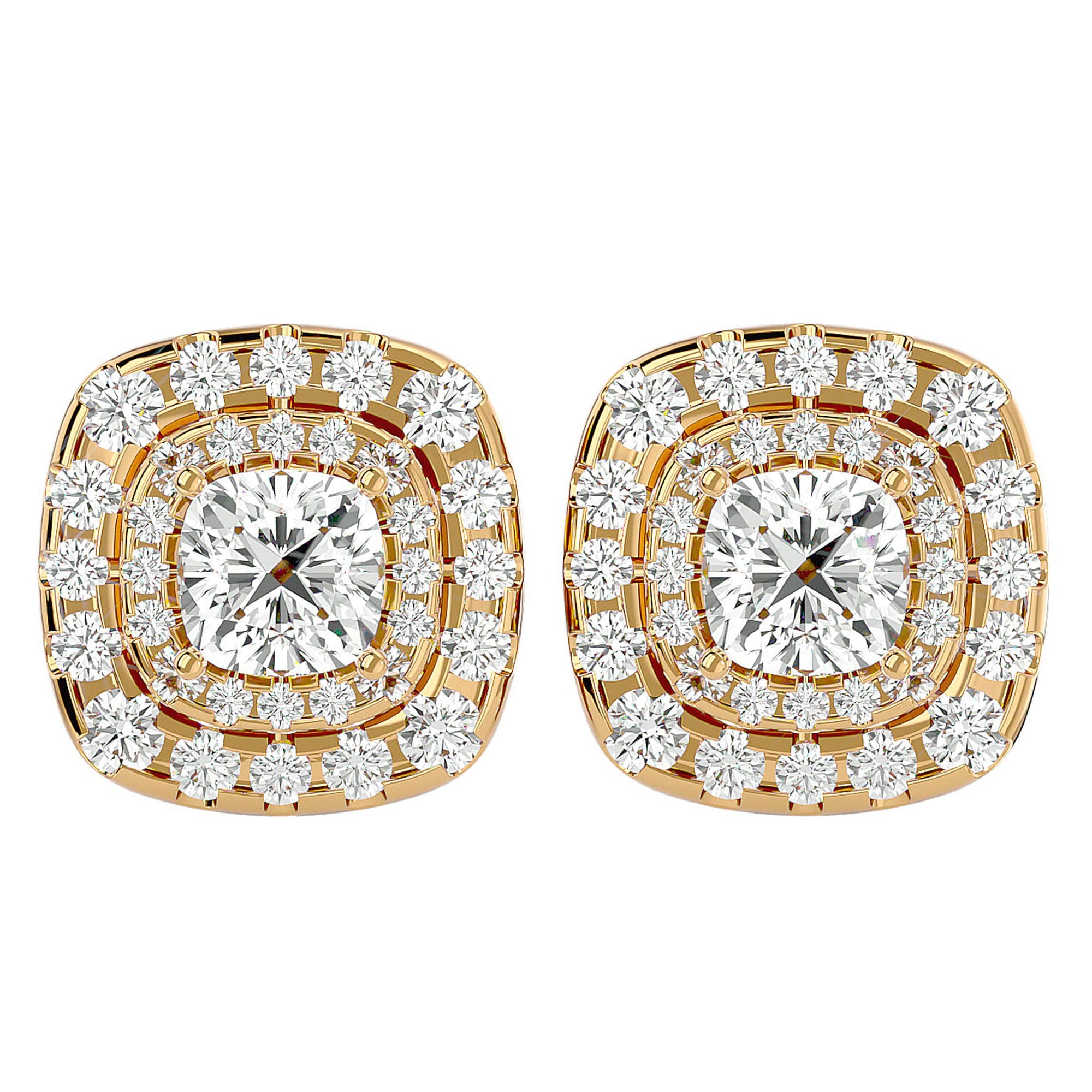 Cercei Stud Cu Moissanite de 2.2 ct din 18k Aur Galben - Castelo.ro