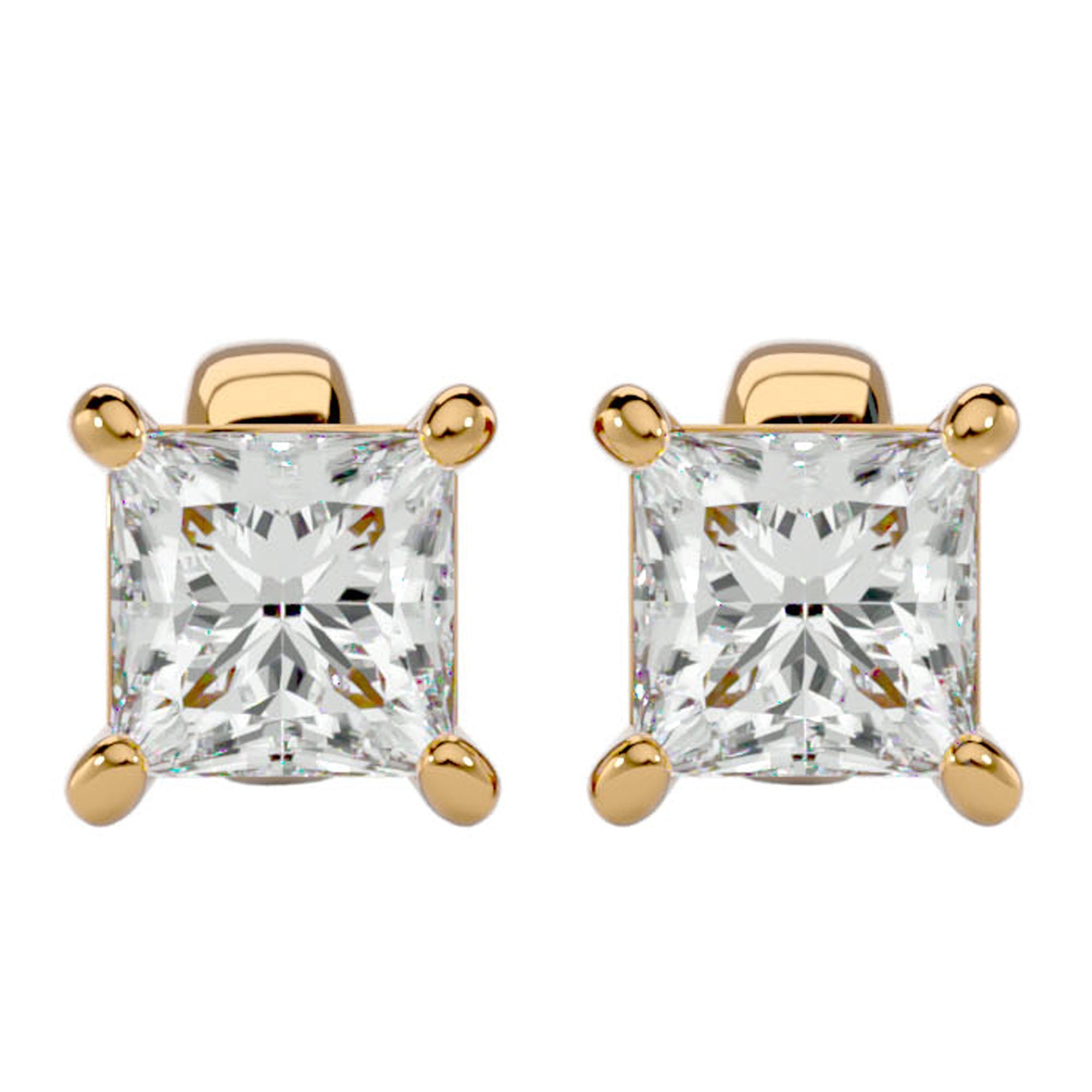 Cercei Stud Montură Prințesă cu Diamant Creat în Laborator de 1 ct din 14k Aur Galben - Castelo.ro