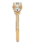Inel de Logodnă cu Trei Moissanite Pavè de 1.80 ct din 18k Aur Galben - Castelo.ro