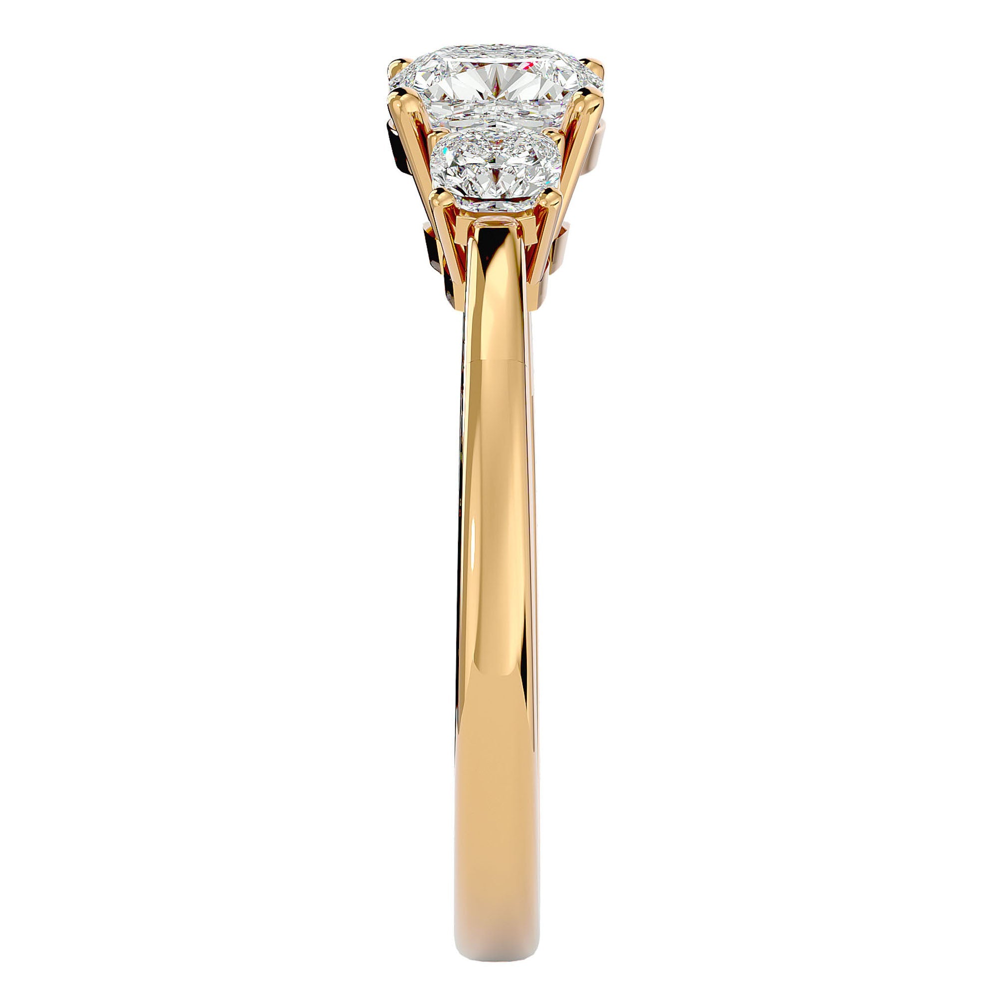 Inel de Logodnă Solitaire cu Trei Diamante Naturale de 1.57 ct din 18k Aur Galben - Castelo.ro