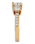 Inel de Logodnă din Aur 14k Trei Moissanite Pavè de 2.20 ct din 14k Aur Galben - Castelo.ro