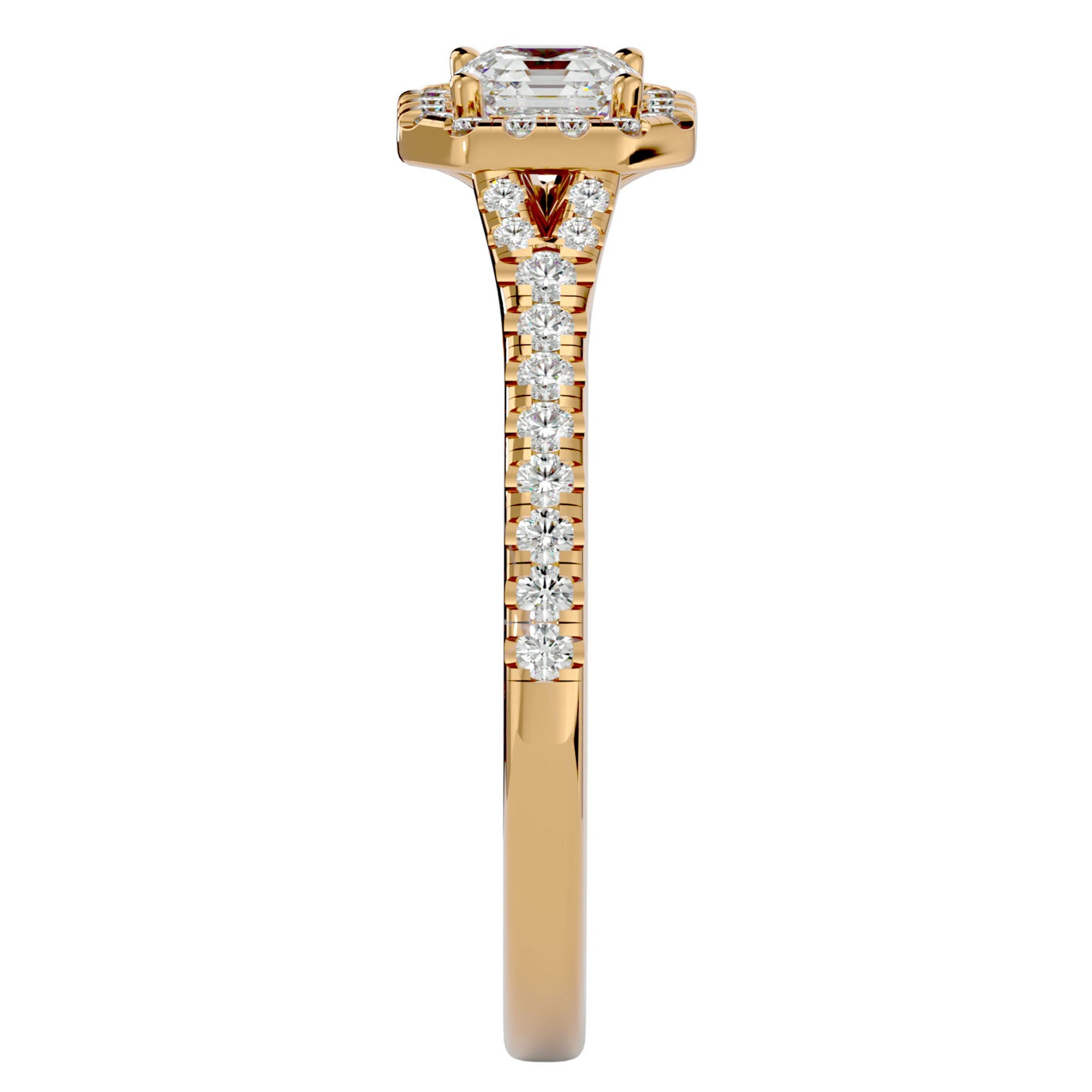 Inel de Logodnă Retro Pavé din Aur 14k cu Diamante Naturale de 0.46 ct din 14k Aur Galben - Castelo.ro