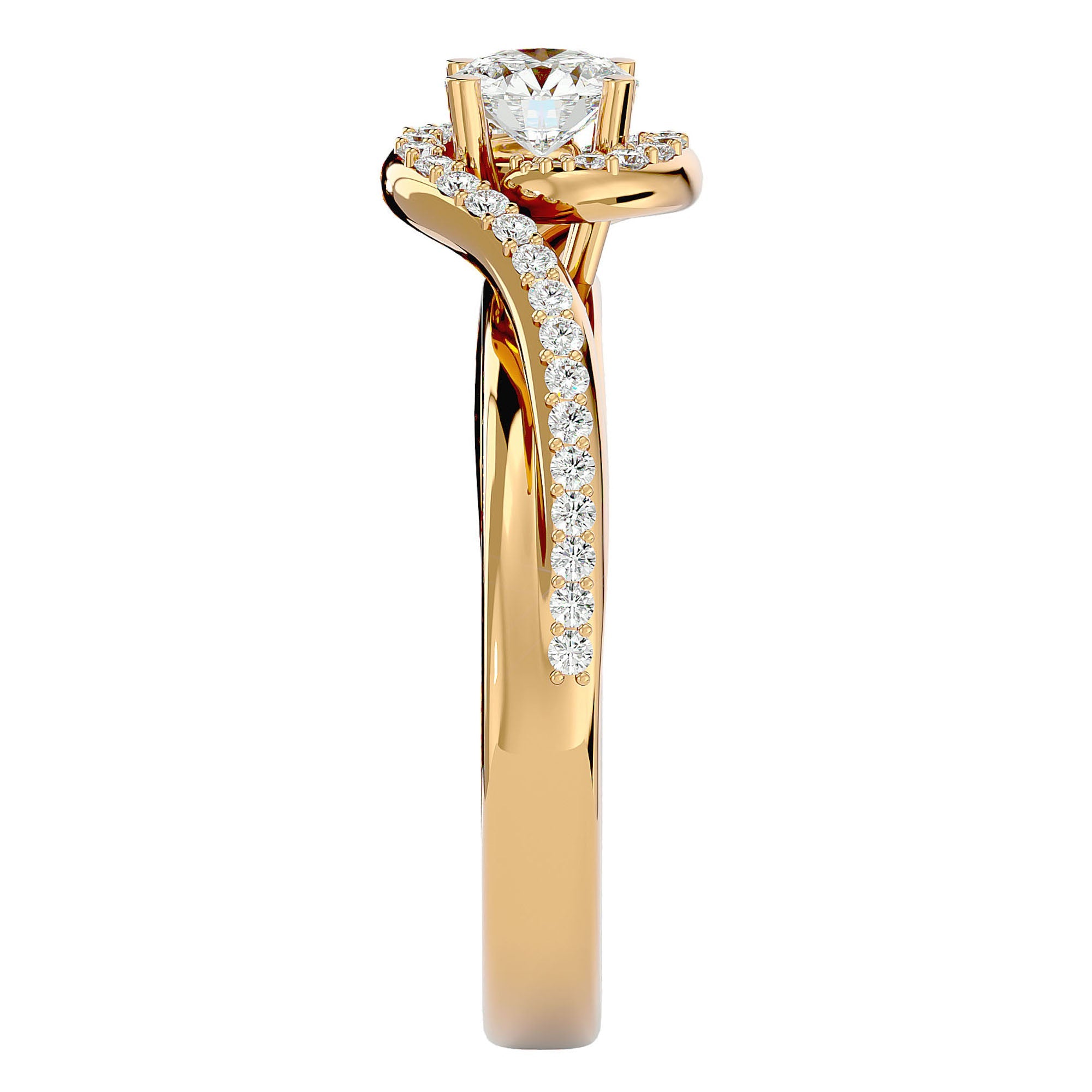 Inel de Logodnă din Aur 14k cu Diamante Naturale Pavé în Spirală Eternă de 0.61 ct din 14k Aur Galben - Castelo.ro