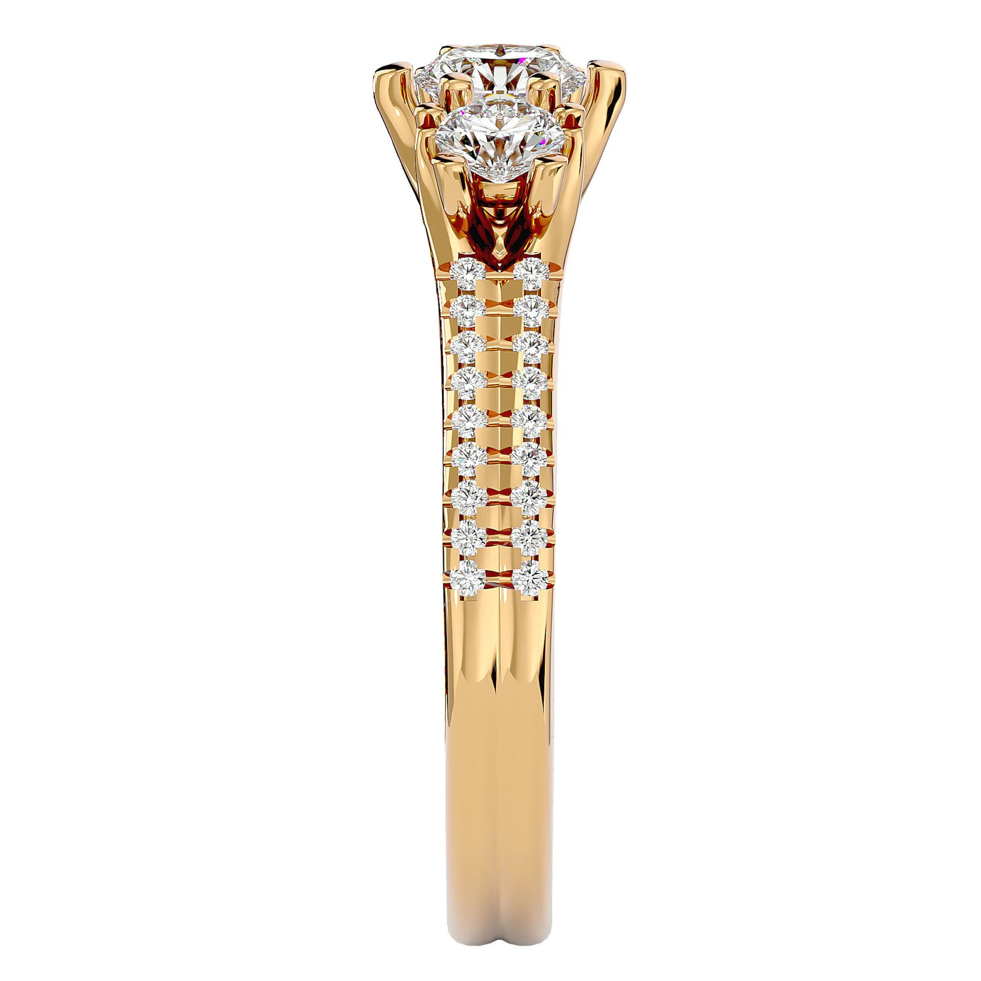 Inel de Logodnă Solitaire Pavè din Aur 14k cu Diamante Naturale de 0.90 ct din 14k Aur Galben - Castelo.ro