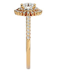 Inel de Logodnă cu Moissanite Brilliant Duo Halo Pavé de 0.86 ct din 18k Aur Galben - Castelo.ro