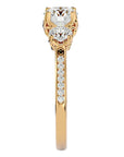 Inel de Logodnă din Aur 14k cu Trei Diamante Create în Laborator Solitaire Pavè de 1.90 ct din 14k Aur Galben - Castelo.ro