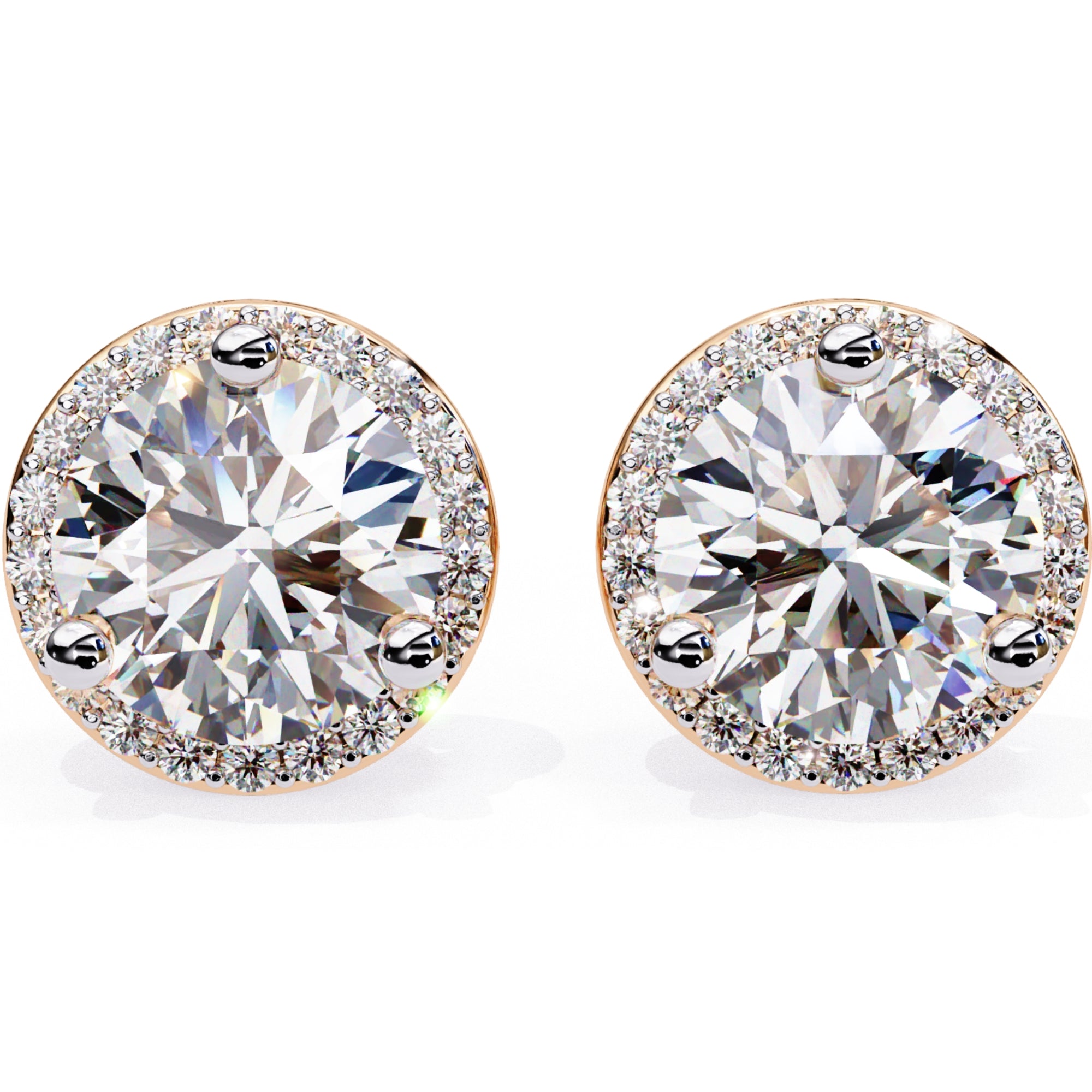 Cercei Stud Halo Dreams din Aur 14k cu Moissanite de 1.95 ct