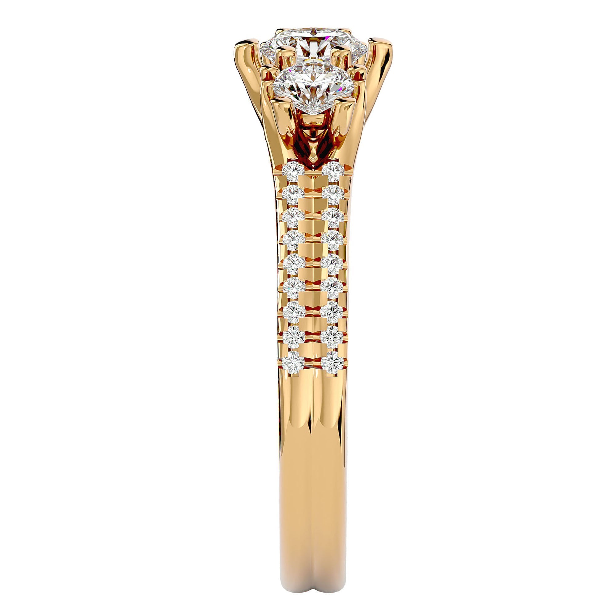 Inel de Logodnă Solitaire Pavè din Aur 14k cu Diamante Create în Laborator de 0.90 ct din 14k Aur Galben - Castelo.ro