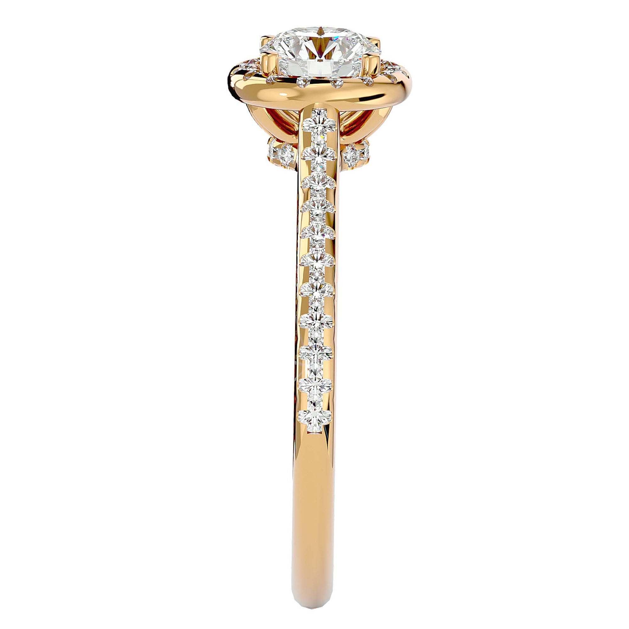 Inel de Logodnă Talisman din Aur 14k cu Moissanite Halo Pavé de 0.89 ct din 14k Aur Galben - Castelo.ro