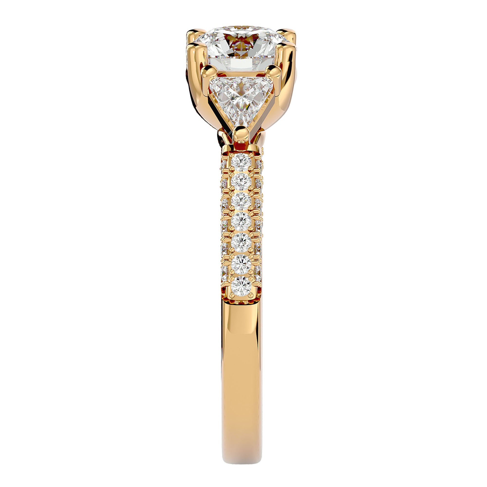 Inel de Logodnă din Aur 14k cu Trei Moissanite Pavè de 1.63 ct din 14k Aur Galben - Castelo.ro