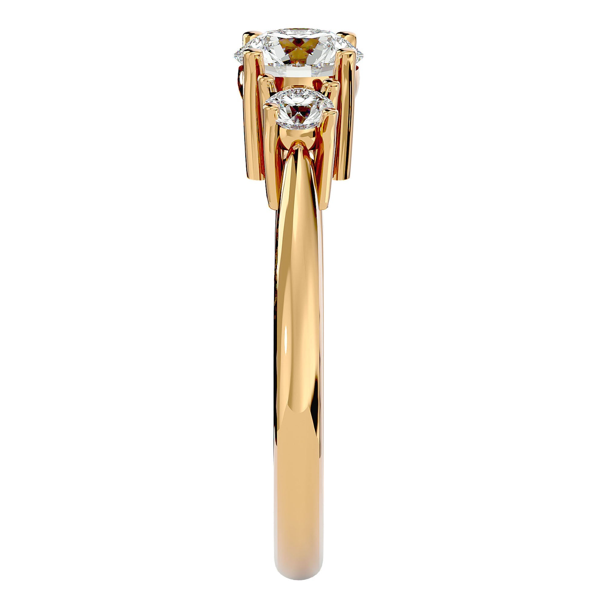 Inel de Logodnă cu Trei Diamante Naturale Pavè de 1.18 ct din 18k Aur Galben - Castelo.ro