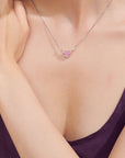Colier Pendant Inimă Roz din Argint 925 cu Zircon din - Castelo.ro