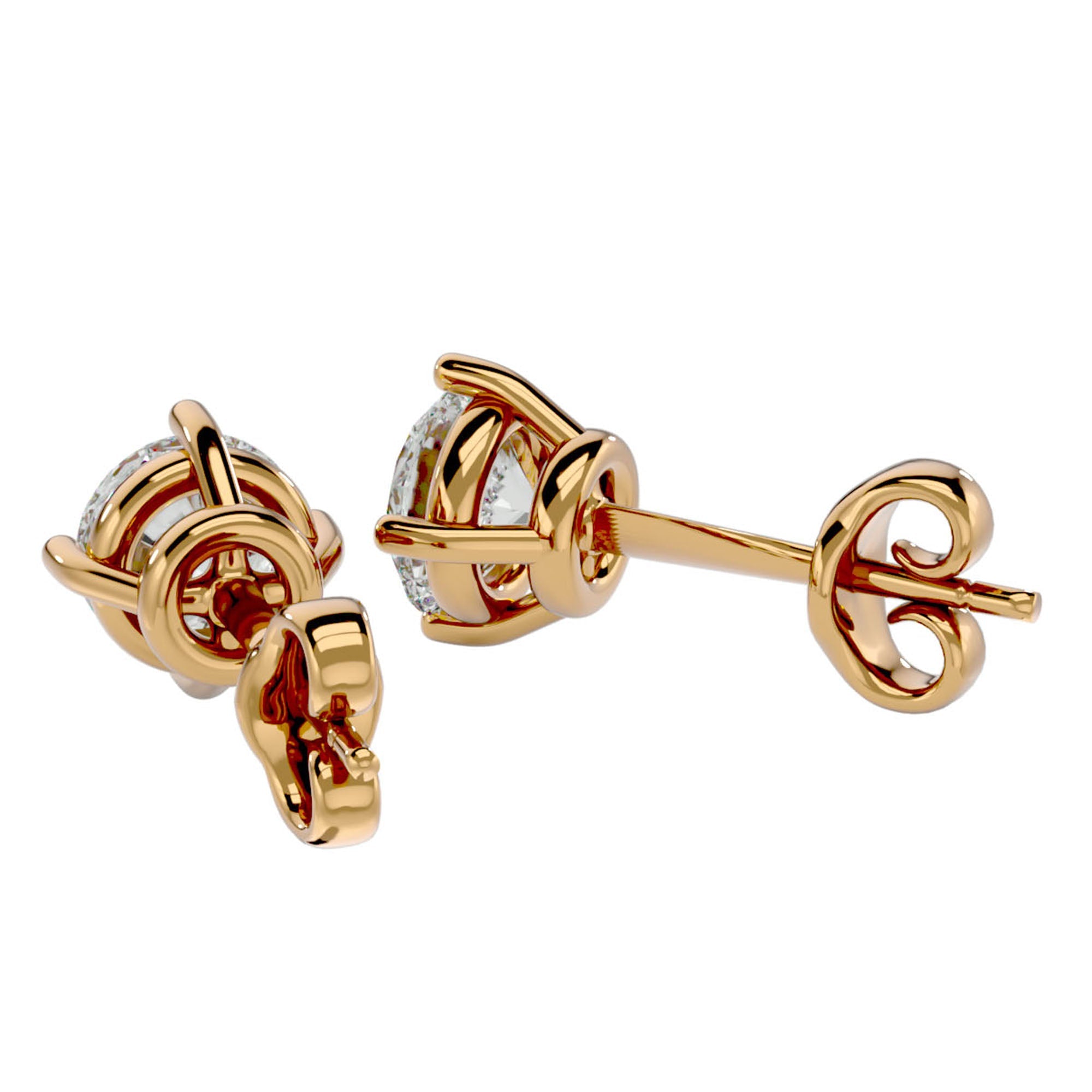 Cercei Stud Cu Diamante Naturale Tăietură Rotundă Briliantă de 1.05 ct din 18k Aur Galben - Castelo.ro