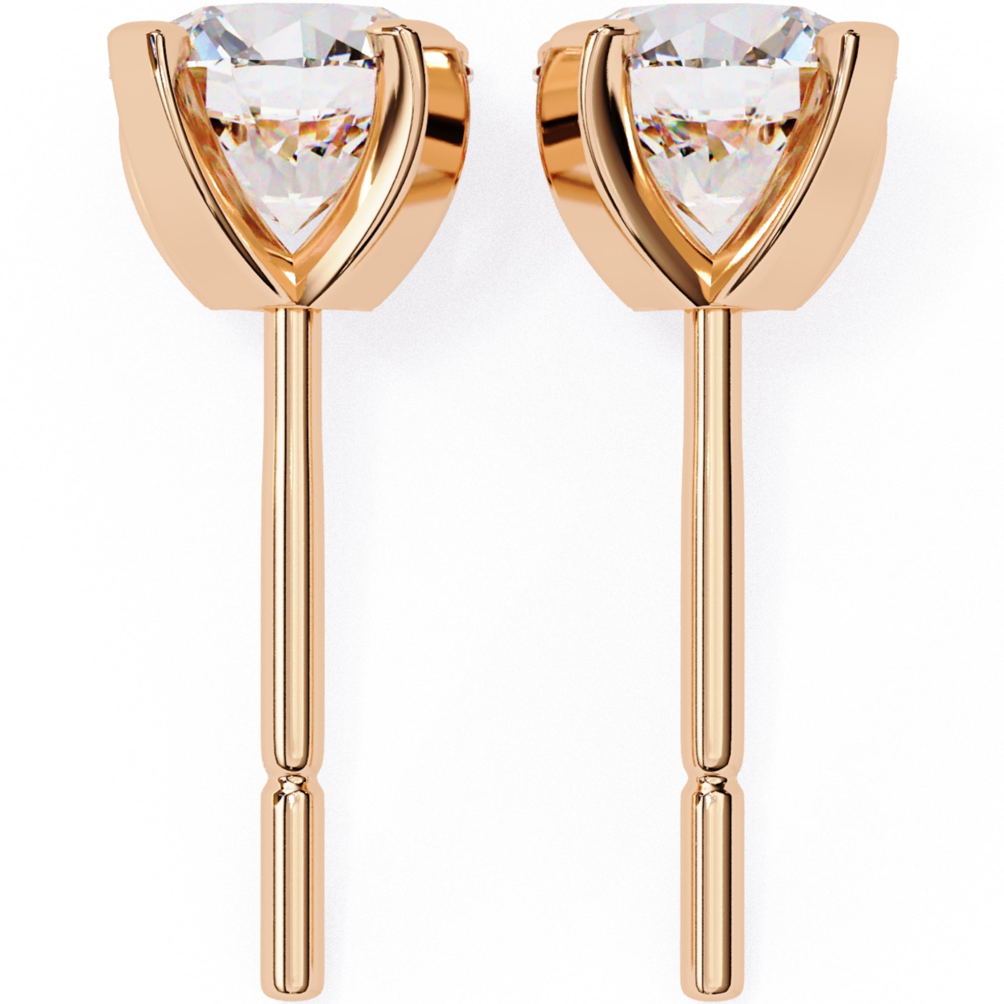 Cercei Stud L'Arte din Aur 14k cu Diamante Naturale Tăietură Briliant de 2.5 ct din 14K Aur Roz - Castelo.ro