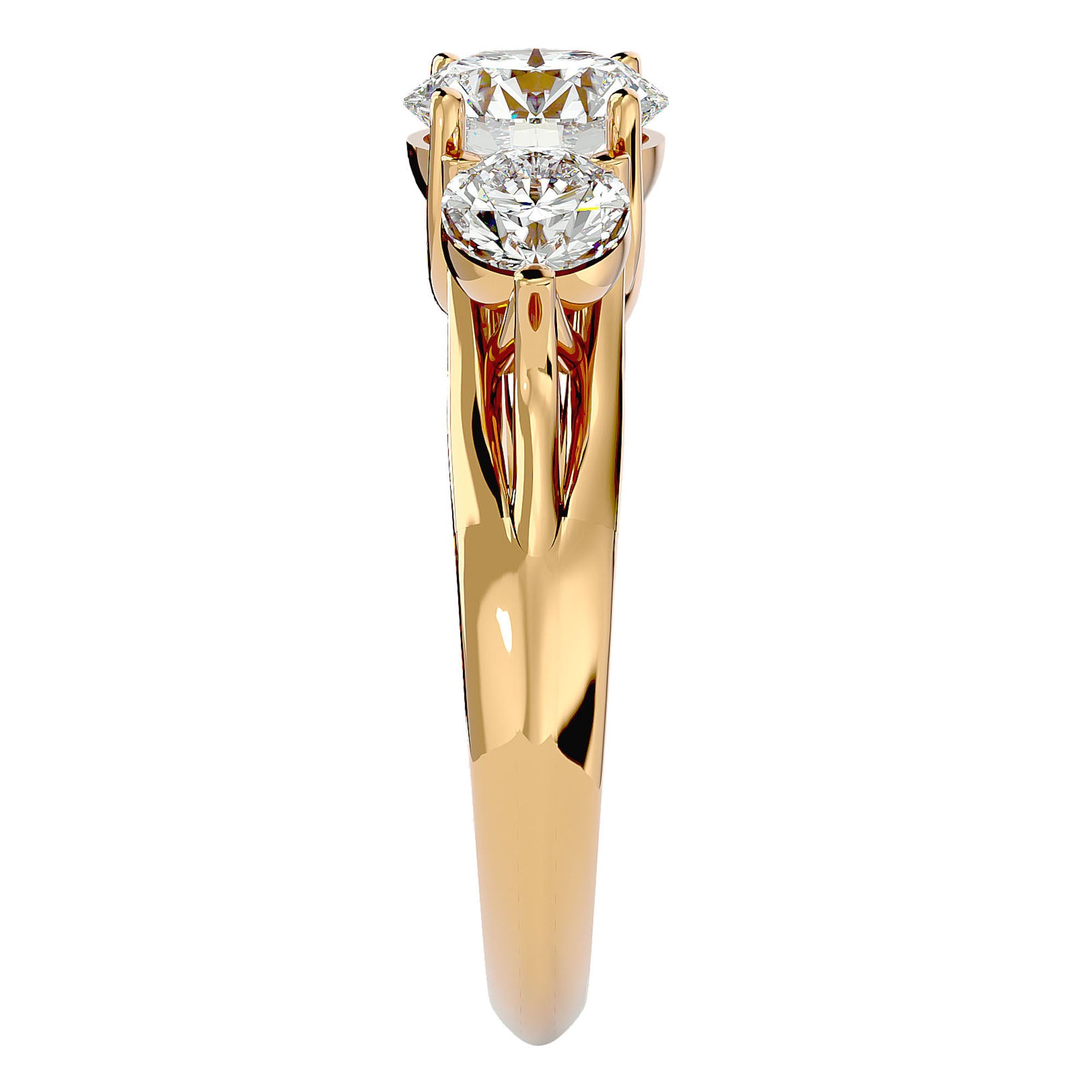 Inel de Logodnă cu Trei Diamante Naturale de 2.22 ct din 18k Aur Galben - Castelo.ro