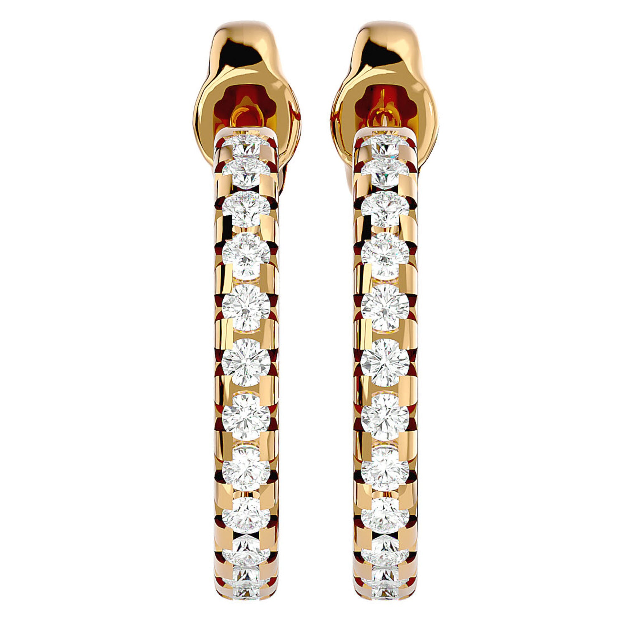 Cercei Hoop Cu Diamante Naturale de 0.70 ct din 18k Aur Galben - Castelo.ro