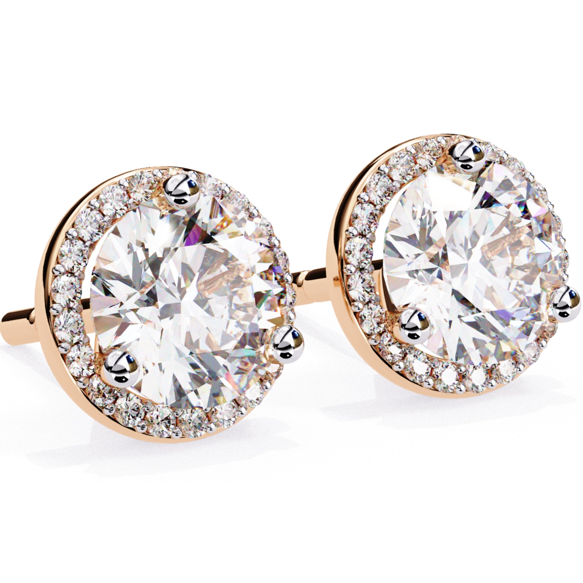 Cercei Stud Halo Dreams din Aur 14k cu Moissanite de 1.95 ct