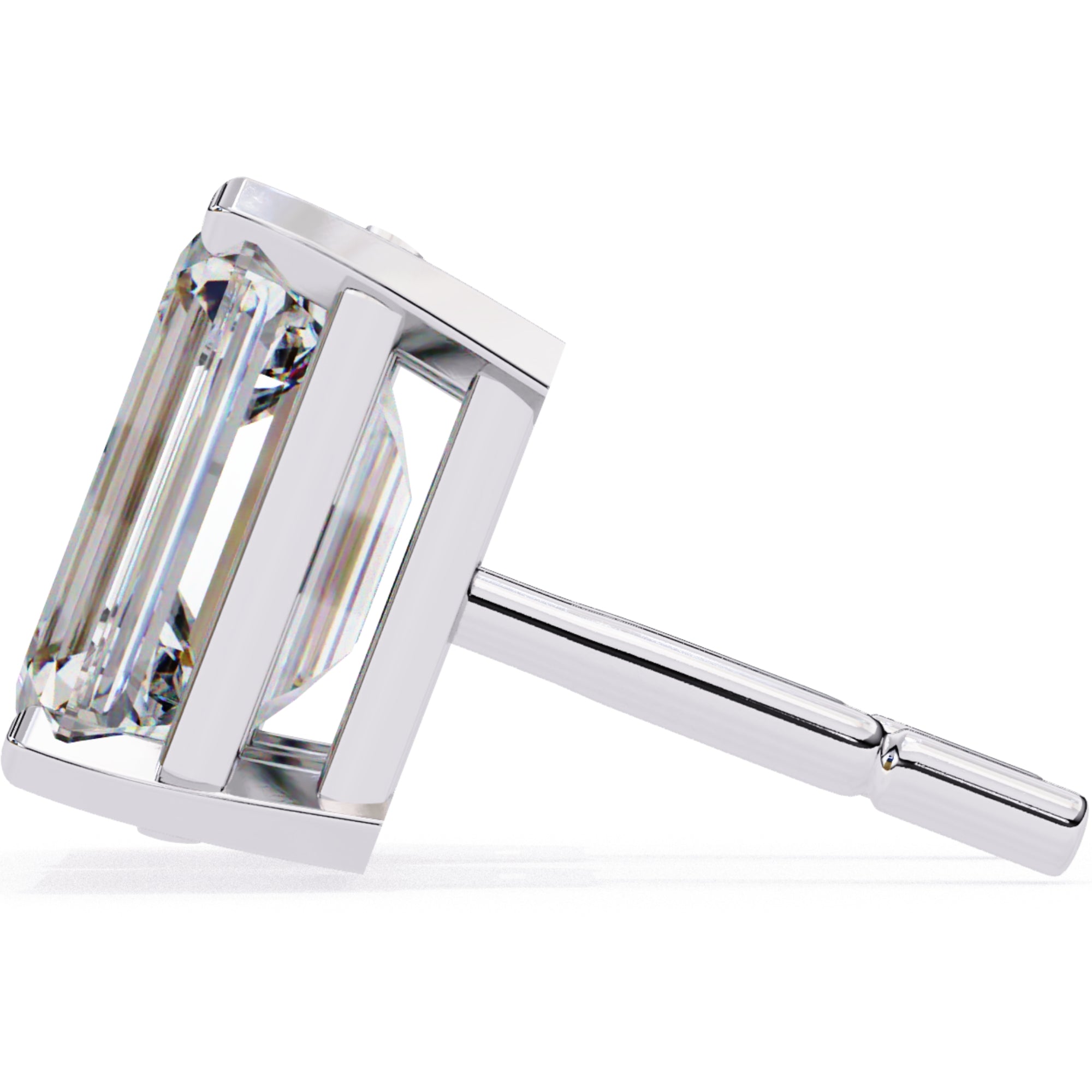 Cercei Stud Noble din Aur 14k cu Moissanite Tăietură Emerald de 2.4 ct