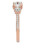 Inel de Logodnă din Aur 14k cu Trei Diamante Naturale Solitaire Pavè de 1.80 ct din 14k Aur Roz - Castelo.ro