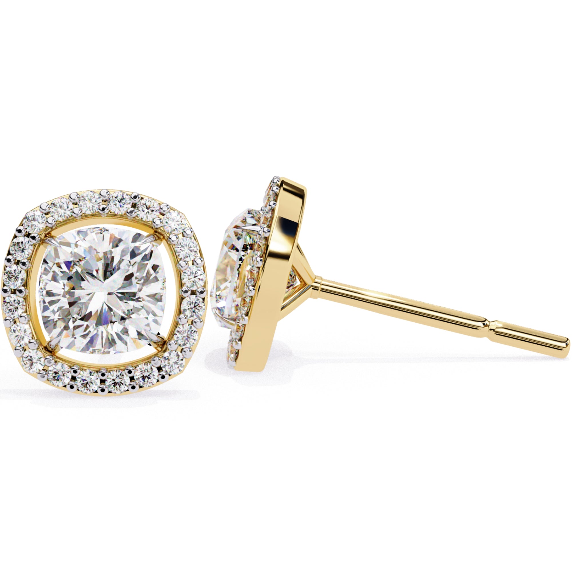 Cercei Stud Elsa cu Diamante Create în Laborator de 0.96 ct din 18K Aur Galben - Castelo.ro