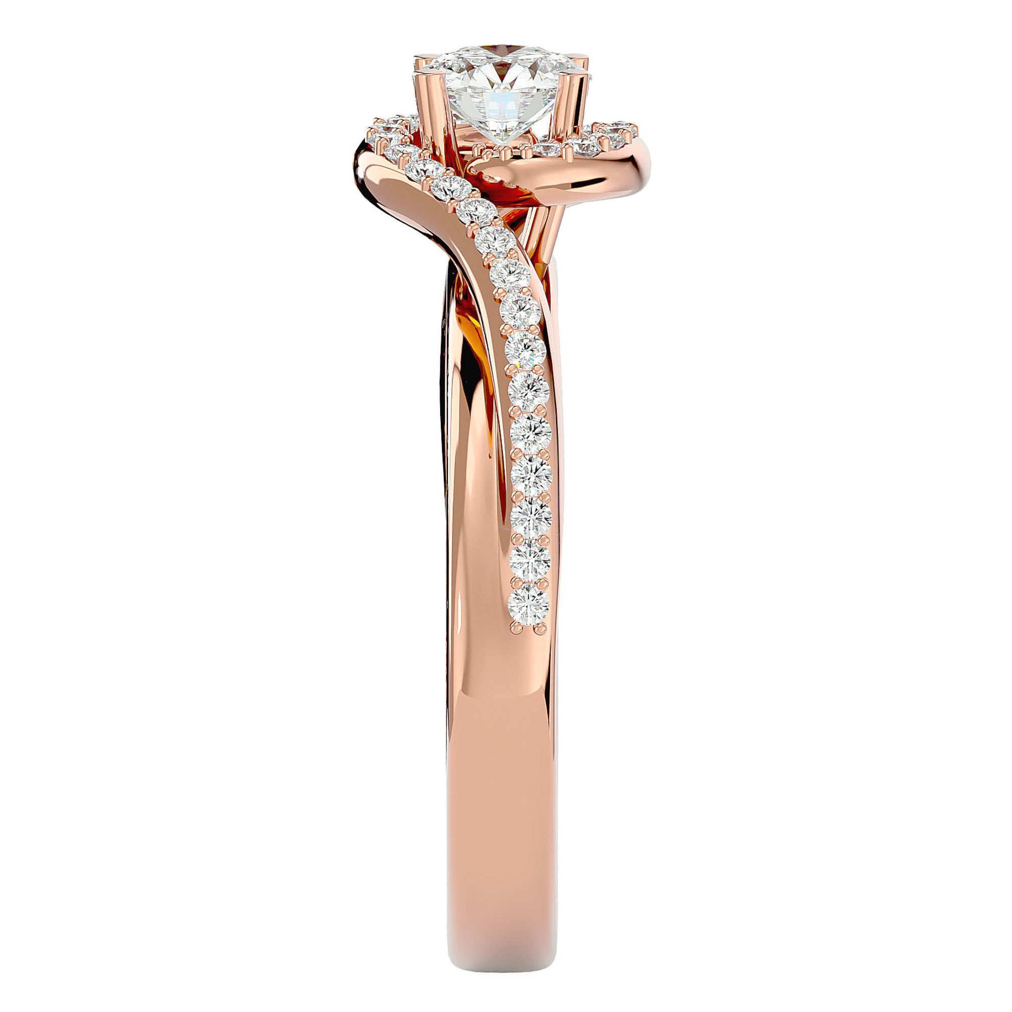 Inel de Logodnă din Aur 14k cu Diamante Naturale Pavé în Spirală Eternă de 0.61 ct din 14k Aur Roz - Castelo.ro
