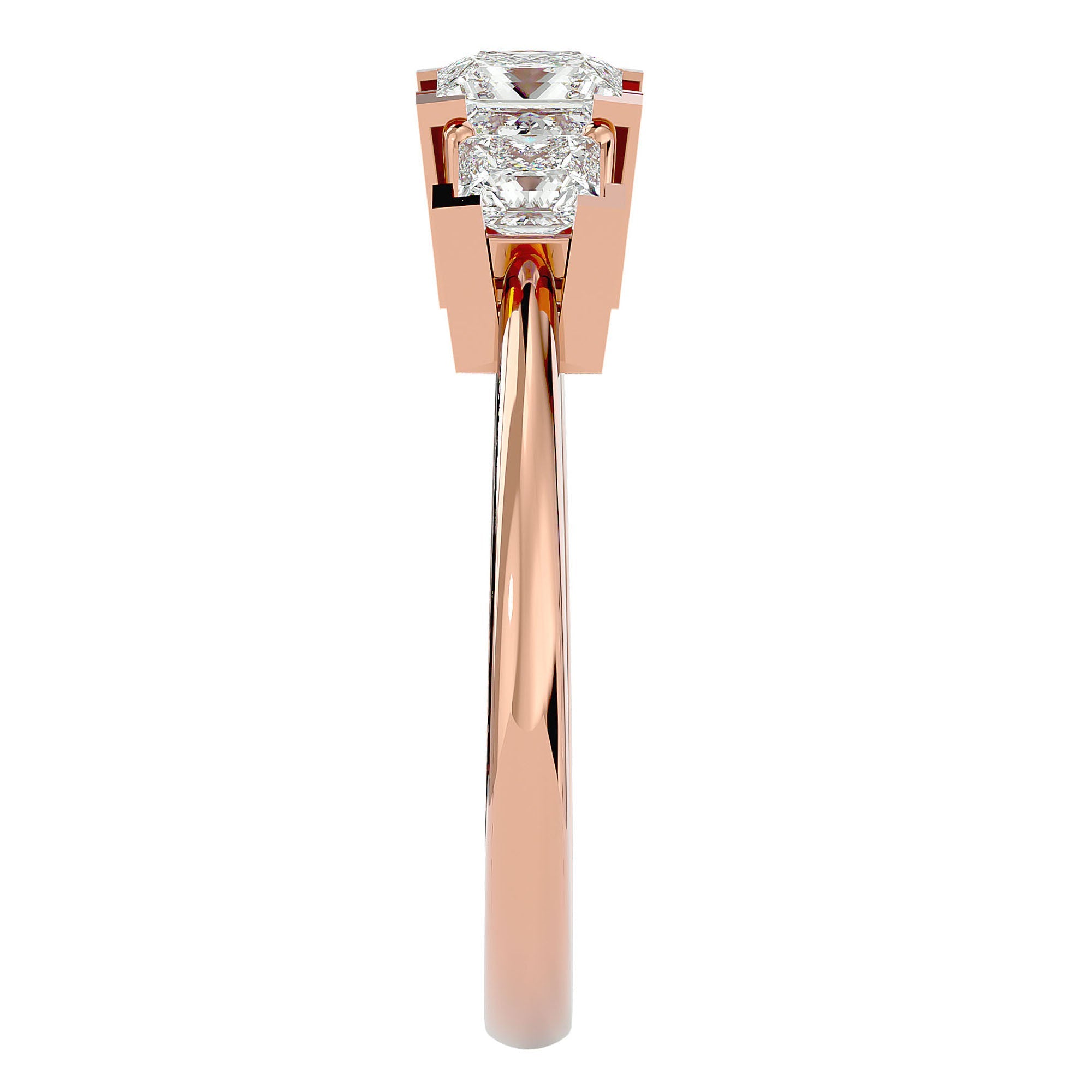 Inel de Logodnă Cu Trei Moissanite Tăietură Prințesă de 1.32 ct din 18k Aur Roz - Castelo.ro