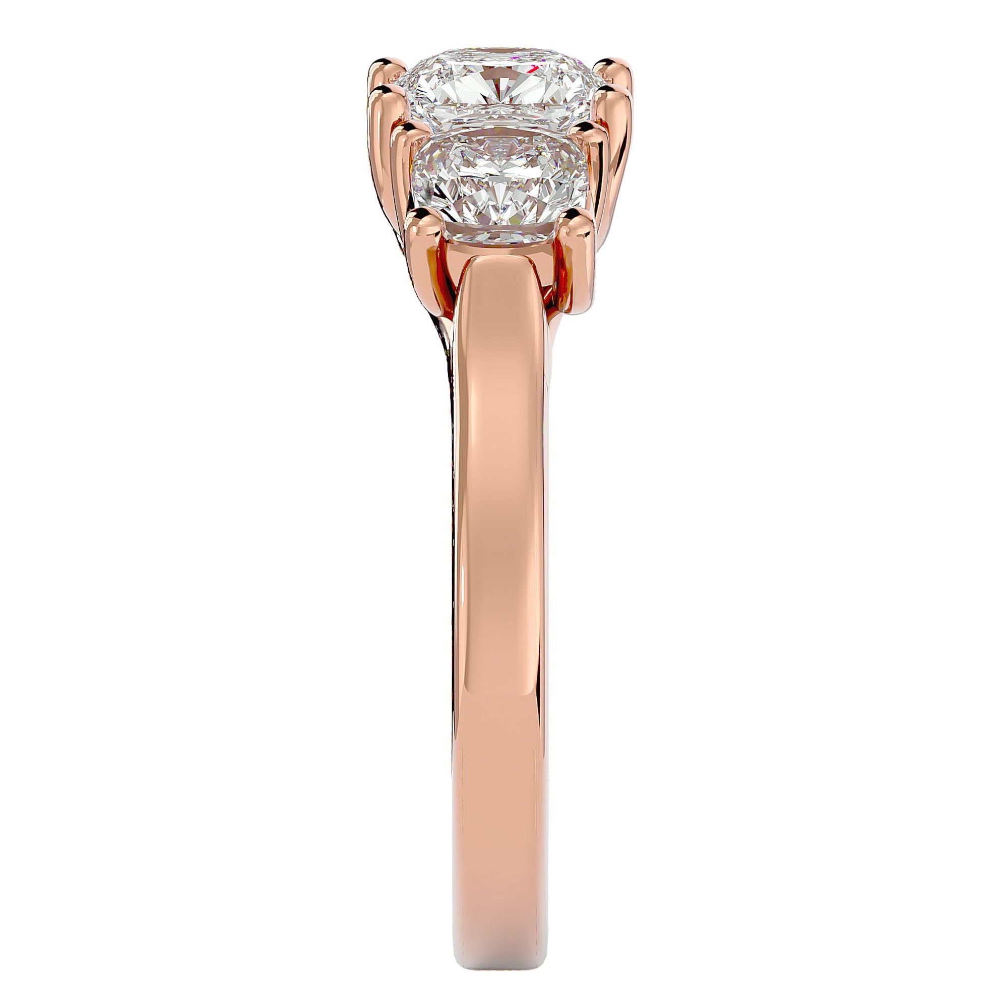 Inel de Logodnă Contessina din Aur 14k cu Trei Moissanite de 2.47 ct din 14k Aur Roz - Castelo.ro