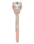 Inel de Logodnă din Aur 14k cu Trei Moissanite Solitaire Pavè de 1.80 ct din 14k Aur Roz - Castelo.ro