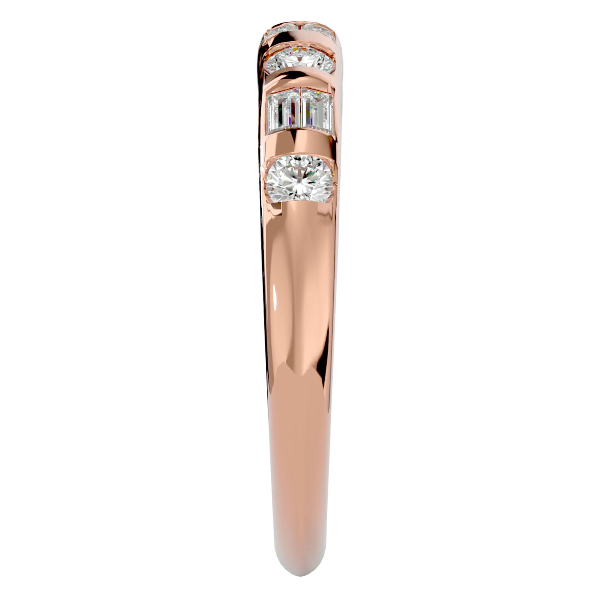 Inel Bagheta Eternity din Aur 14k cu Diamante Naturale de 0.56 ct din 14k Aur Roz - Castelo.ro