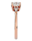 Inel de Logodnă cu Trei Diamante Naturale de 1.22 ct din 18k Aur Roz - Castelo.ro