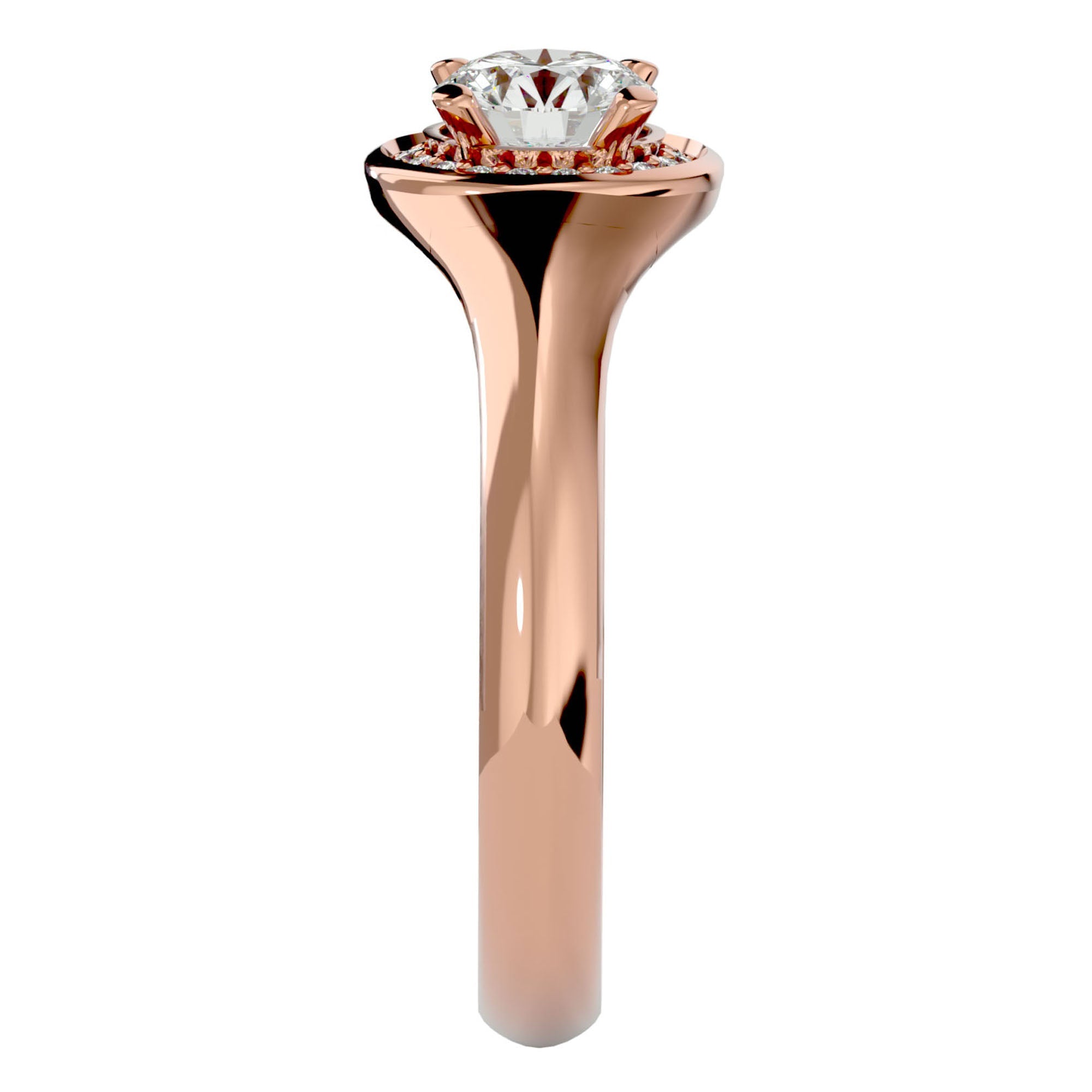 Inel de Logodnă Retro din Aur 14k cu Diamante Naturale Brilliant Halo de 0.54 ct din 14k Aur Roz - Castelo.ro