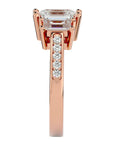 Inel de Logodnă din Aur 14k Trei Diamante Create în Laborator de 2.46 ct din 14k Aur Roz - Castelo.ro