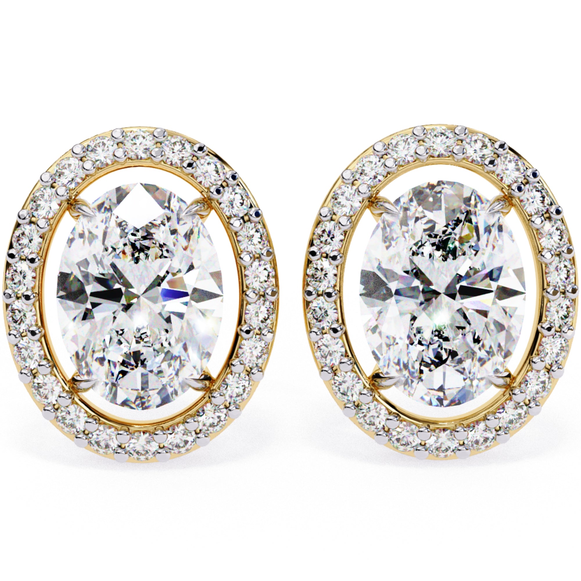 Cercei Stud Oval Star din Aur 14k cu Diamante Create în Laborator de 0.97 ct din 14K Aur Galben - Castelo.ro