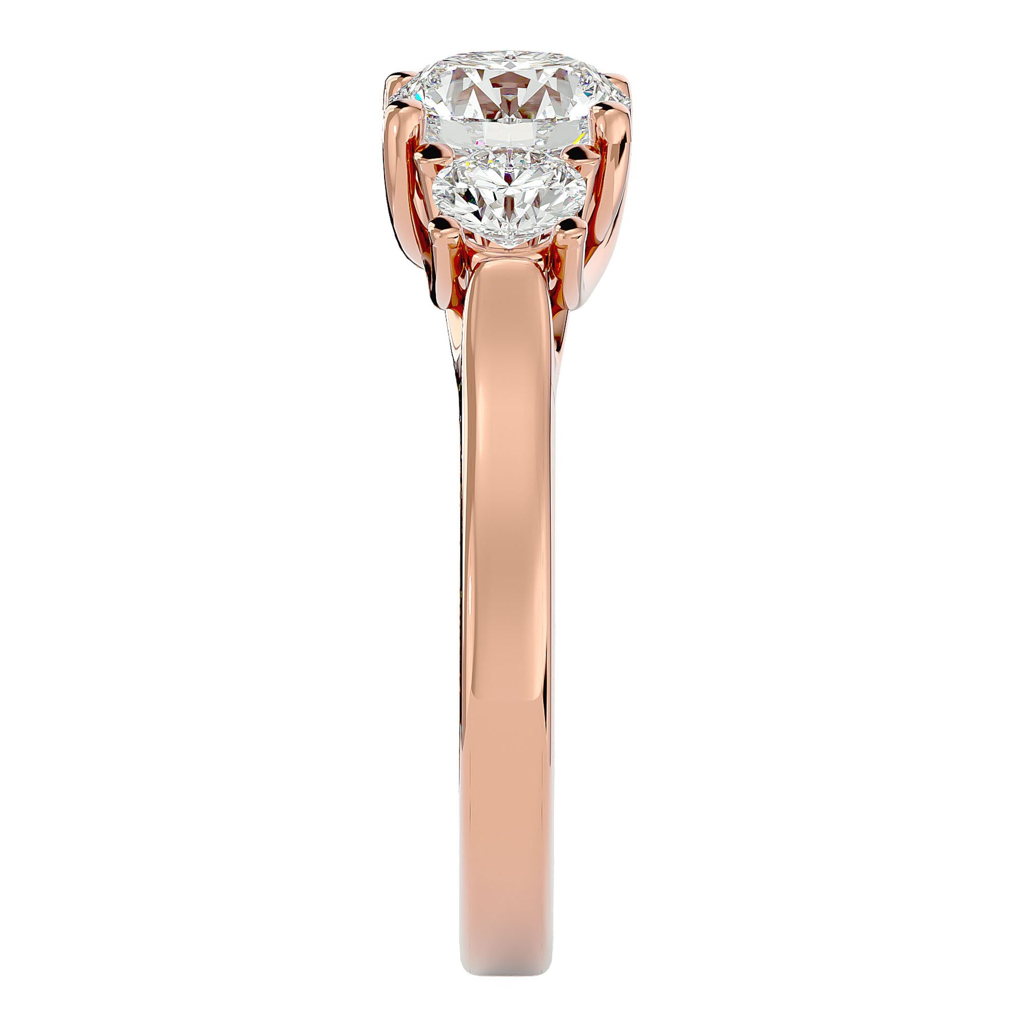 Inel de Logodnă Renée din Aur 14k cu Trei Diamante Naturale de 1.95 ct din 14k Aur Roz - Castelo.ro