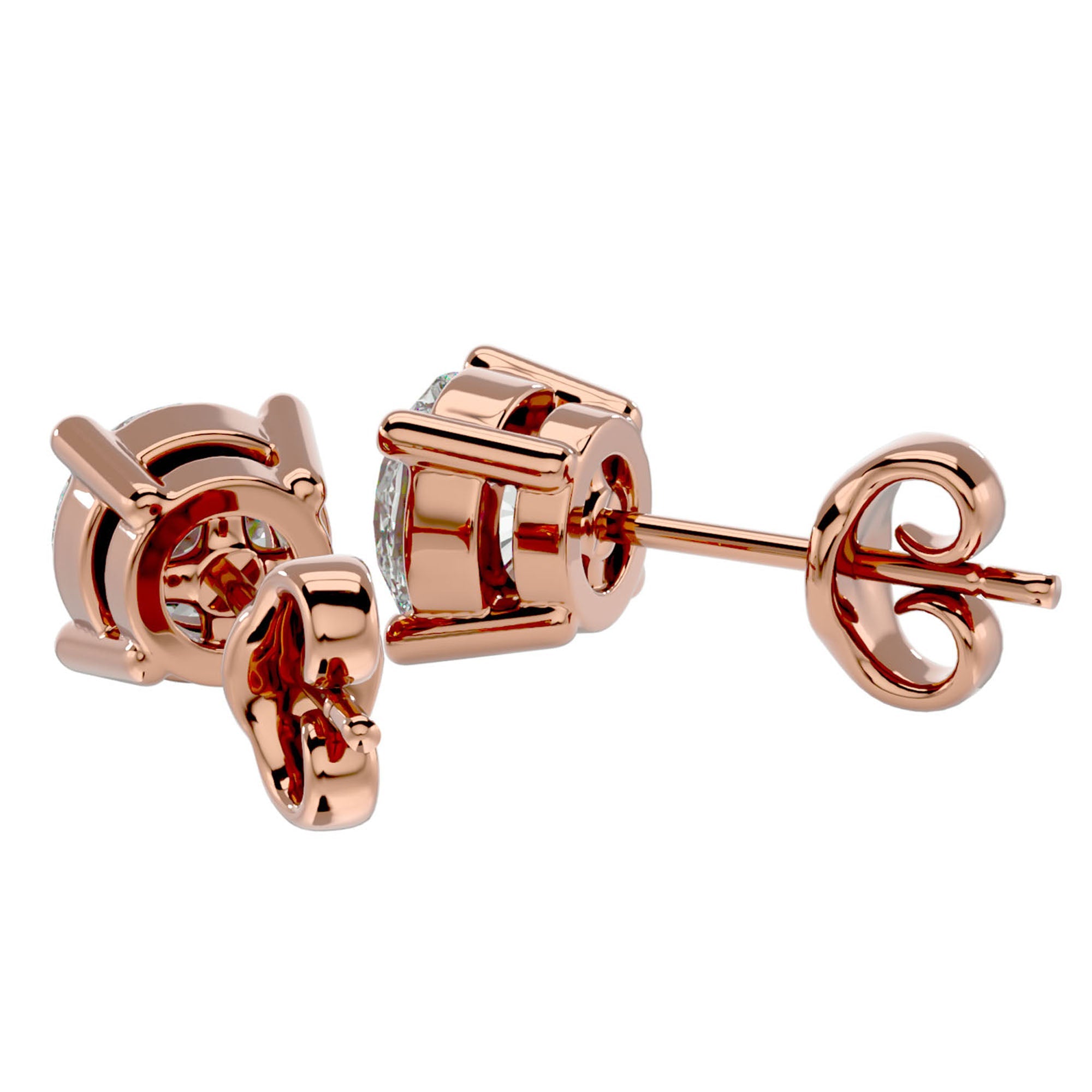 Cercei Stud Solitaire din Aur 14k cu Diamante Naturale de 0.94 ct din 14k Aur Roz - Castelo.ro