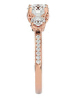 Inel de Logodnă din Aur 14k cu Trei Diamante Create în Laborator Solitaire Pavè de 1.90 ct din 14k Aur Roz - Castelo.ro