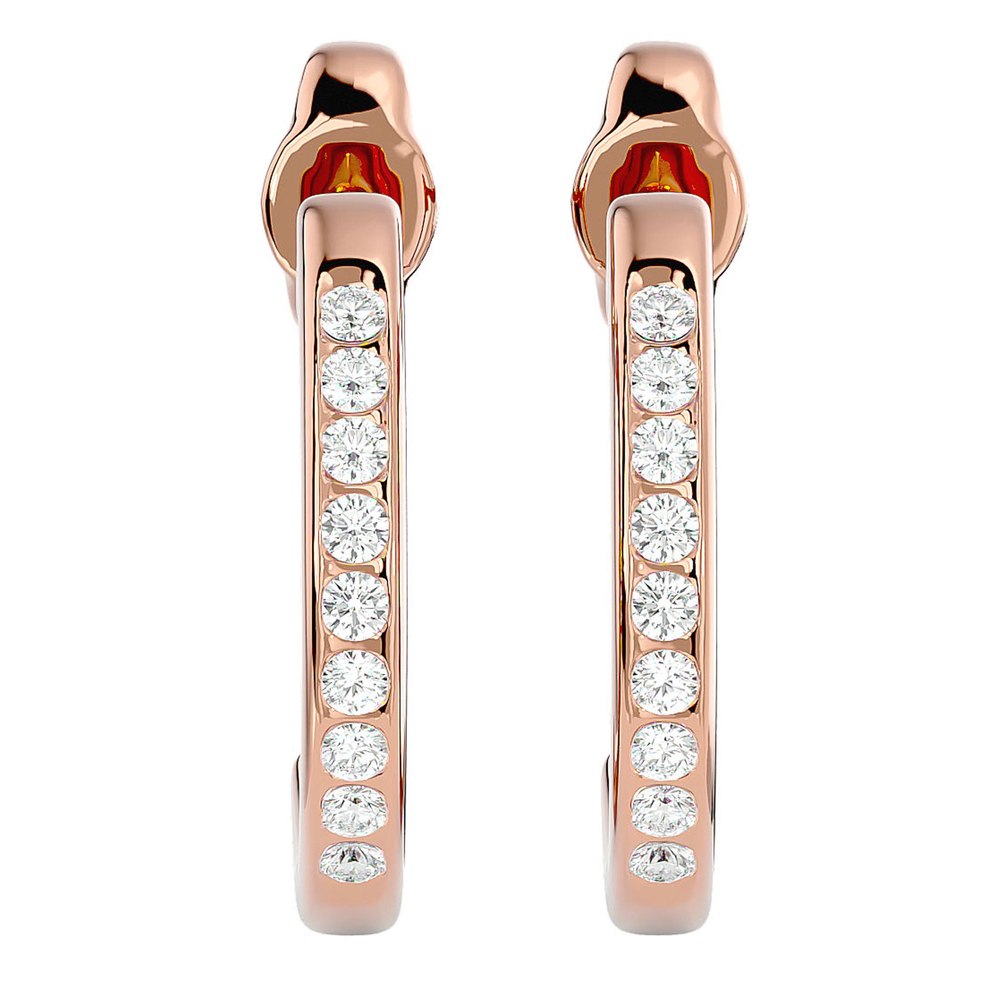 Cercei Hoop Vals cu Diamante Naturale de 0.92 ct din 18k Aur Roz - Castelo.ro