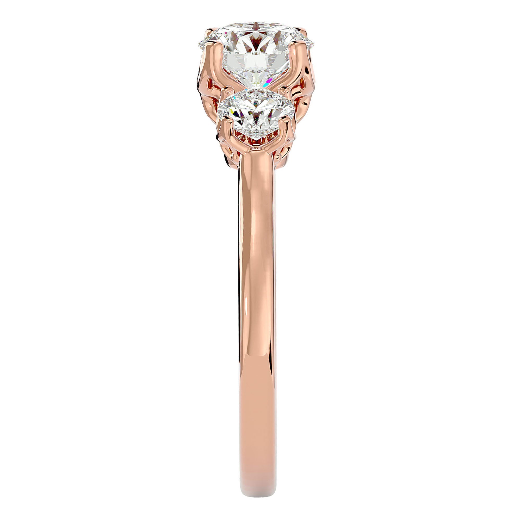 Inel de Logodnă Vivienne cu Trei Moissanite de 1.62 ct din 18k Aur Roz - Castelo.ro