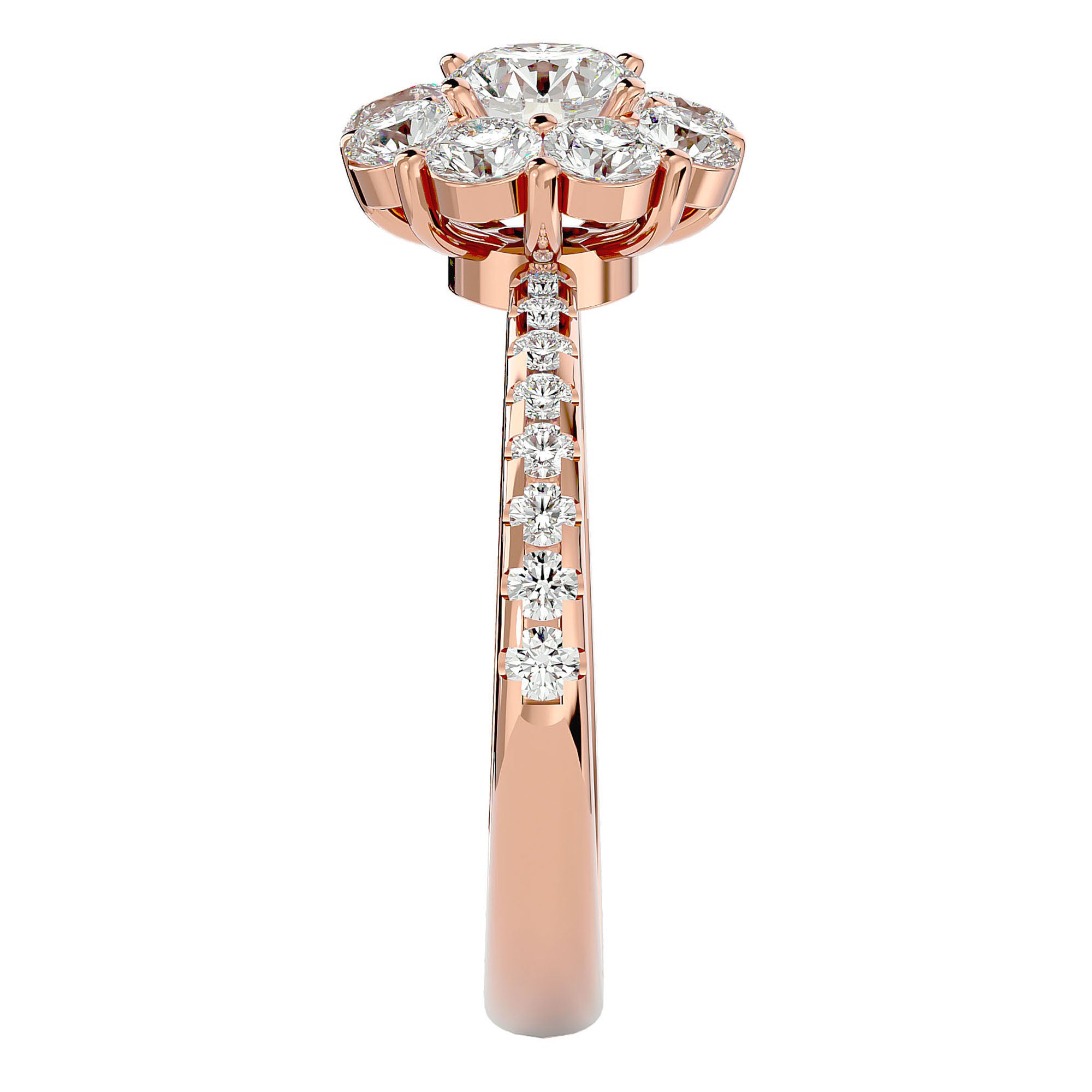 Inel de Logodnă Fleur din Aur 14k cu Diamante Naturale Halo Pavé de 1.64 ct din 14k Aur Roz - Castelo.ro