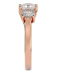 Inel de Logodnă Contessina din Aur 14k cu Trei Diamante Create în Laborator de 2.47 ct din 14k Aur Roz - Castelo.ro