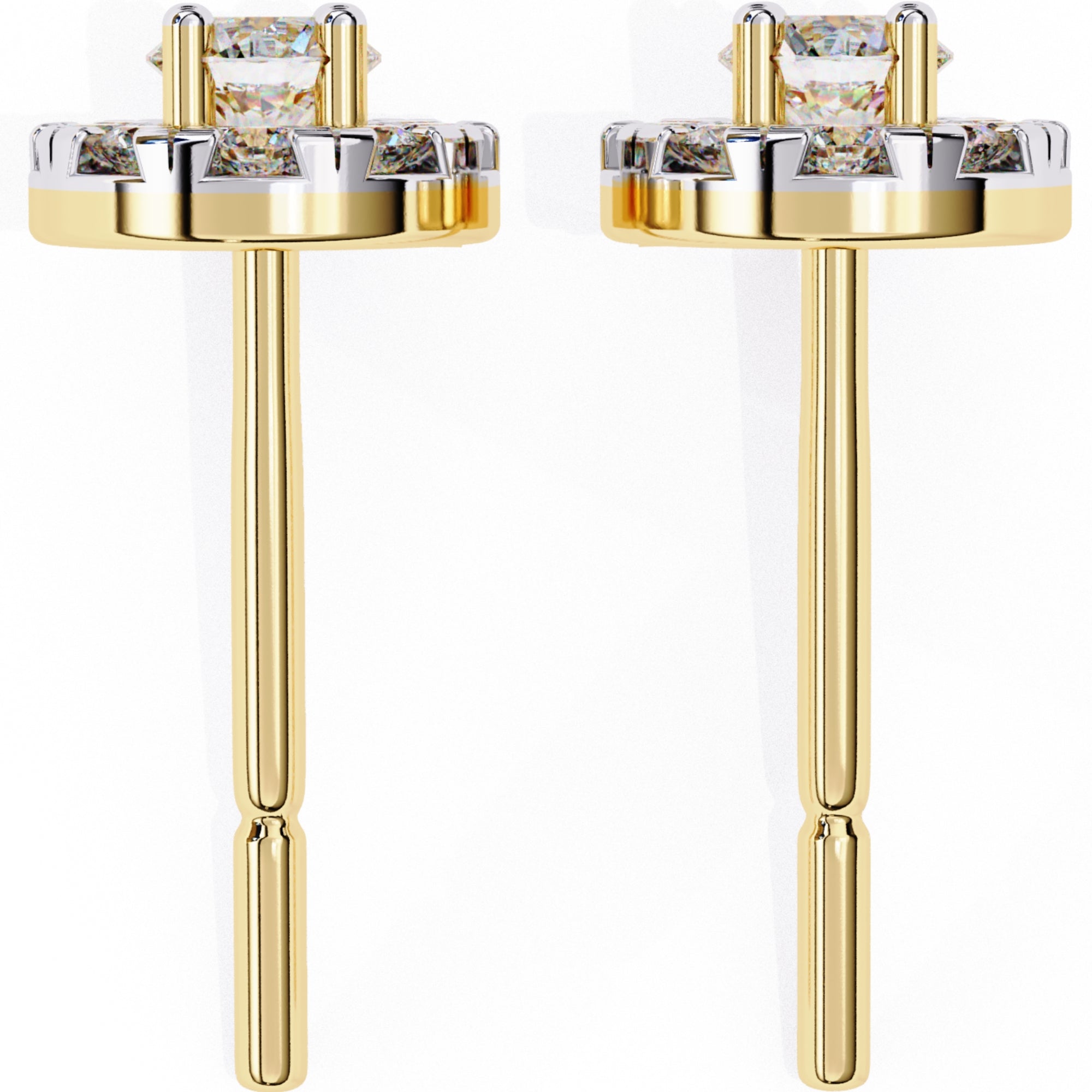 Cercei Stud Fleur din Aur 14k cu Moissanite Tăietură Briliant de 0.26 ct din 14K Aur Galben - Castelo.ro