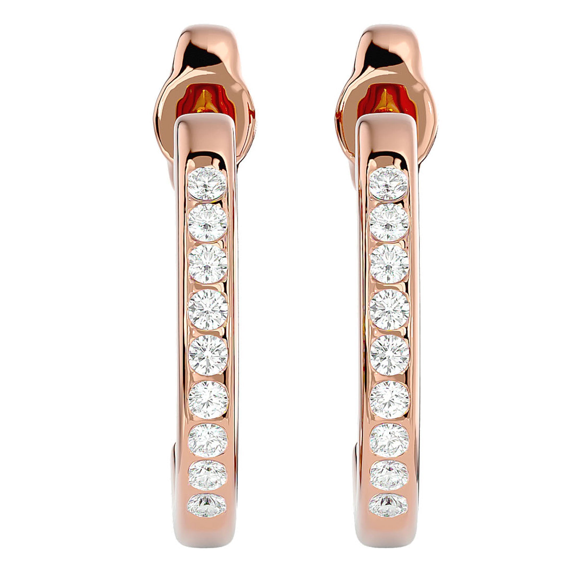 Cercei Hoop Vals din Aur 14k cu Diamante Create în Laborator de 0.92 ct din 14k Aur Roz - Castelo.ro