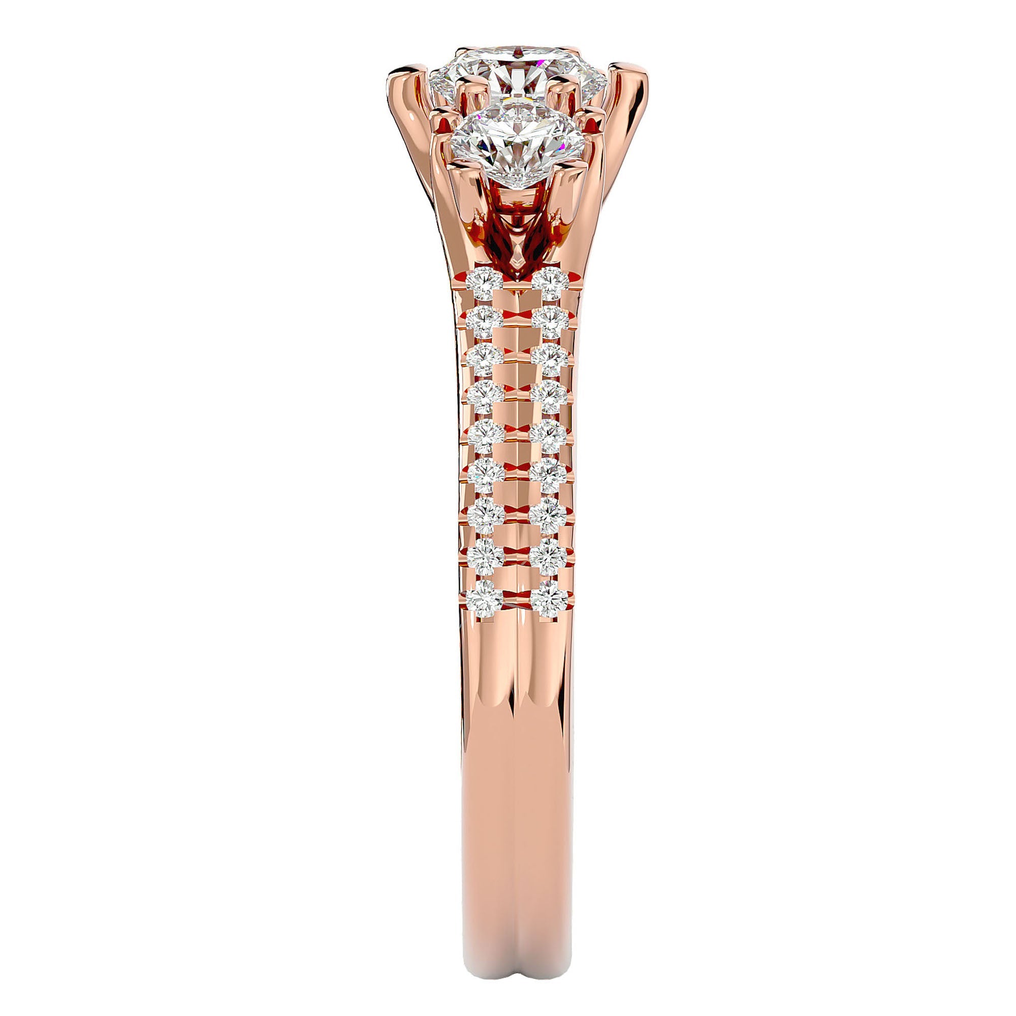 Inel de Logodnă Solitaire Pavè din Aur 14k cu Diamante Naturale de 0.90 ct din 14k Aur Roz - Castelo.ro