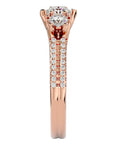 Inel de Logodnă Solitaire Pavè din Aur 14k cu Diamante Create în Laborator de 0.90 ct din 14k Aur Roz - Castelo.ro