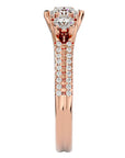 Inel de Logodnă Solitaire Pavè din Aur 14k cu Diamante Create în Laborator de 0.90 ct din 14k Aur Roz - Castelo.ro