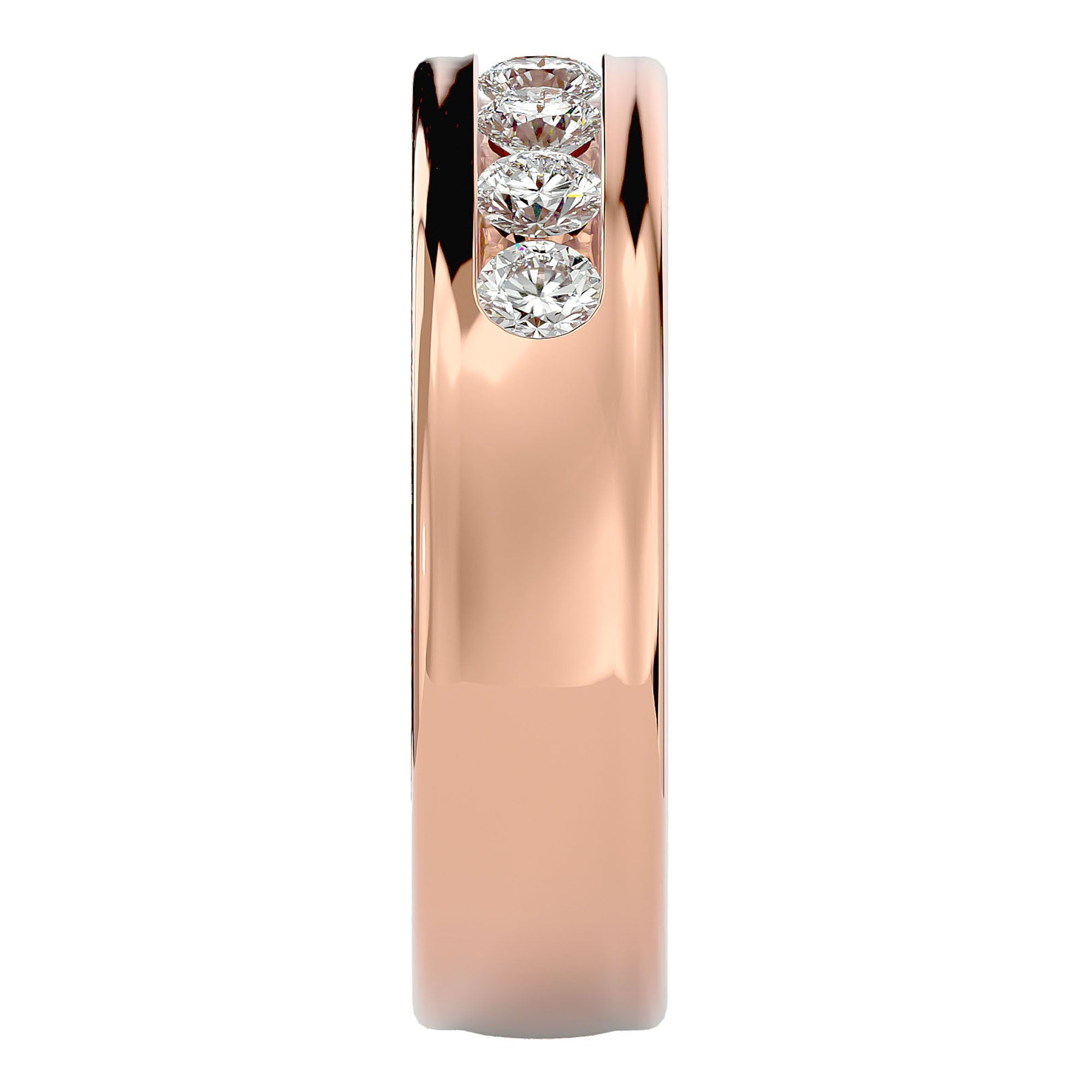Verighetă din Aur 14k cu Bandă De Diamante Naturale de 1.03 ct din 14k Aur Roz - Castelo.ro